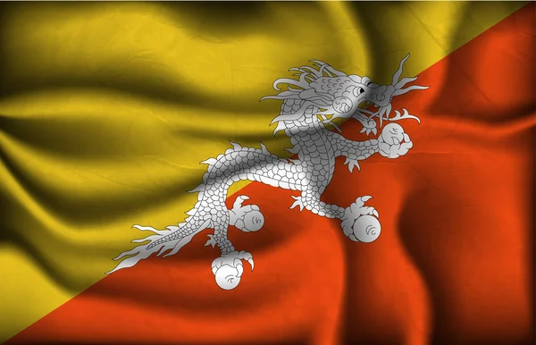Crumpled flag of Bhutan on a light background — Stock Vector