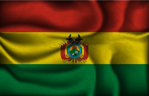 Skrynkliga flagga Bolivia på en ljus bakgrund — Stock vektor