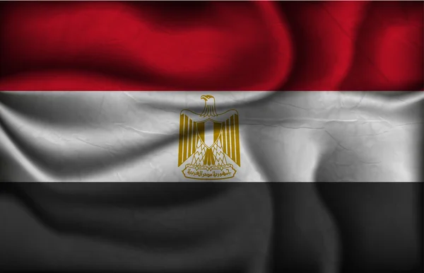 Zerknitterte Flagge Ägyptens auf hellem Hintergrund — Stockvektor