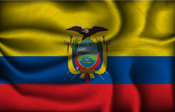 Verfrommeld vlag van Ecuador op een lichte achtergrond — Stockvector