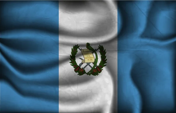 Bandera arrugada de Guatemala sobre un fondo claro — Vector de stock