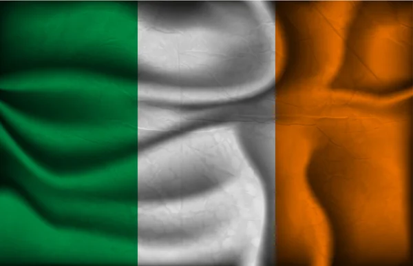 Crumpled bandeira da Irlanda em um fundo claro — Vetor de Stock