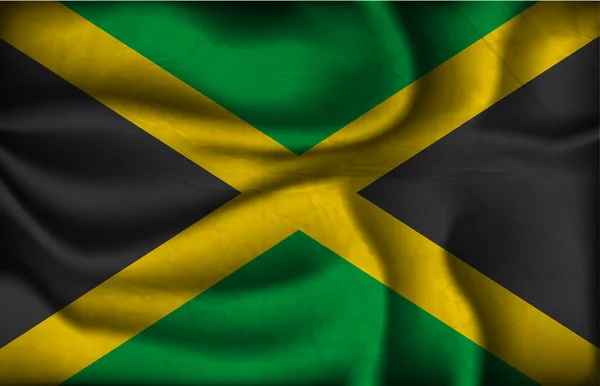 Jamaica a világos háttér gyűrött zászlaja — Stock Vector