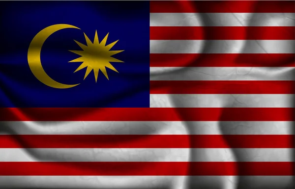 Crumpled flag of Malaysia on a light background — Stock Vector