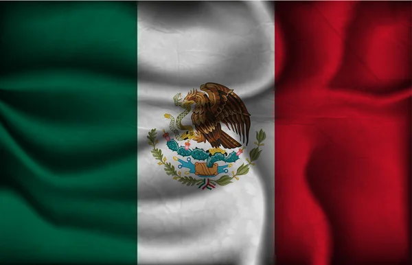 Skrynkliga flagga Mexiko på en ljus bakgrund — Stock vektor
