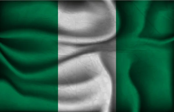 Zerknitterte Flagge Nigerias auf hellem Hintergrund — Stockvektor