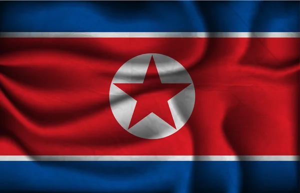 Crumpled bandeira da Coreia do Norte em um fundo claro — Vetor de Stock