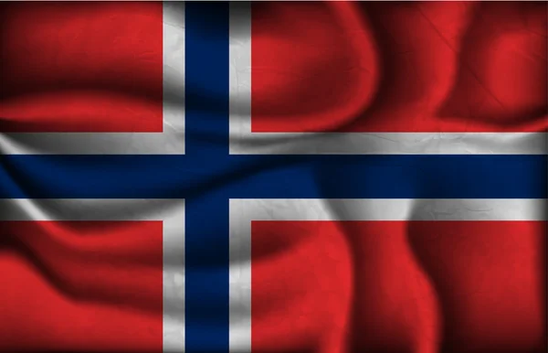 Bandera arrugada de Noruega sobre un fondo claro — Vector de stock