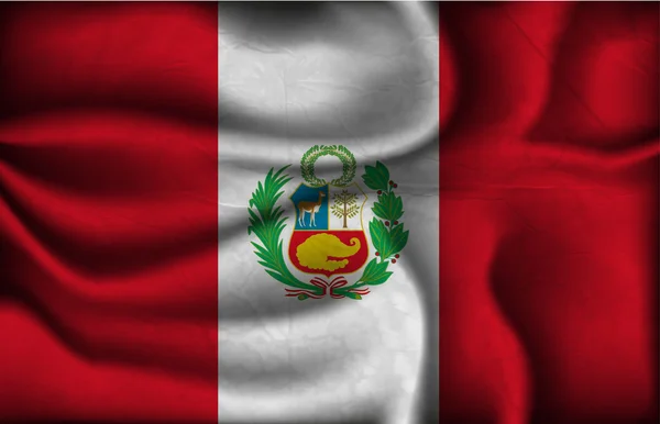 Skrynkliga flagga Peru på en ljus bakgrund — Stock vektor