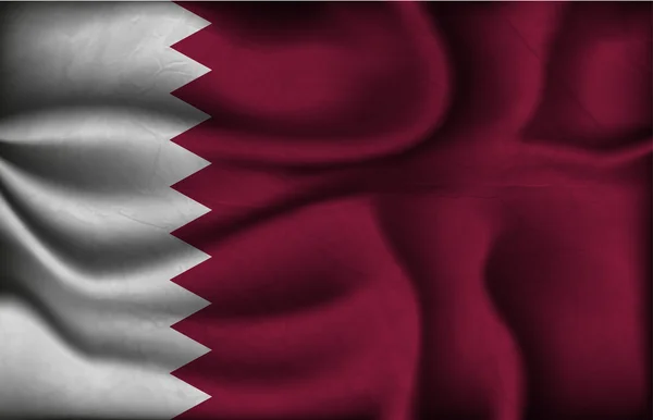 Bandera arrugada de Qatar sobre un fondo claro — Archivo Imágenes Vectoriales