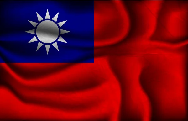 明るい背景に台湾のしわくちゃの旗 — ストックベクタ