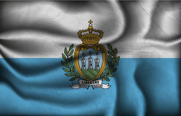 Bandera arrugada de San Marino sobre un fondo claro — Vector de stock