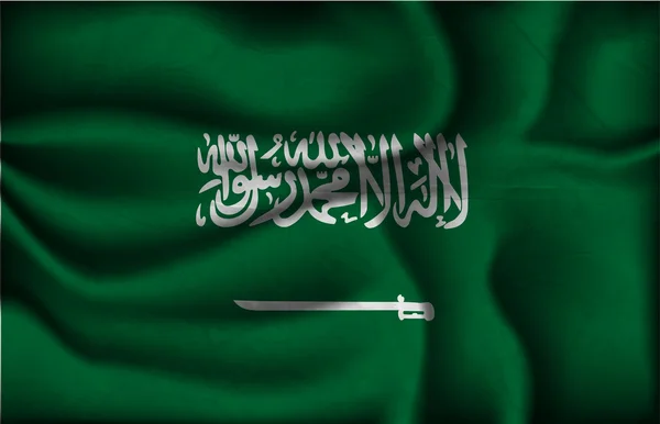 Crumpled flag of Saudi Arabia on a light background — Stock Vector