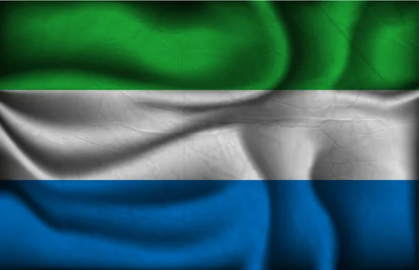 Bandera arrugada de Sierra Leona sobre un fondo claro — Archivo Imágenes Vectoriales