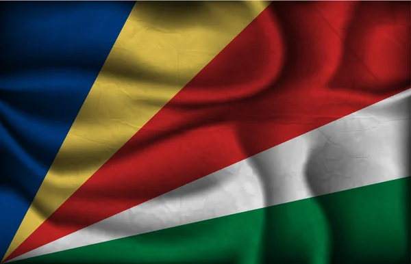 Die zerknitterte Flagge der Seychellen auf hellem Hintergrund — Stockvektor