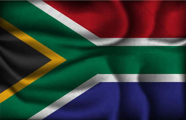 Skrynkliga flagga Sydafrika på en ljus bakgrund — Stock vektor