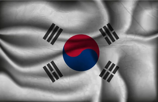 Bandeira enrugada da Coreia do Sul em um fundo claro — Vetor de Stock