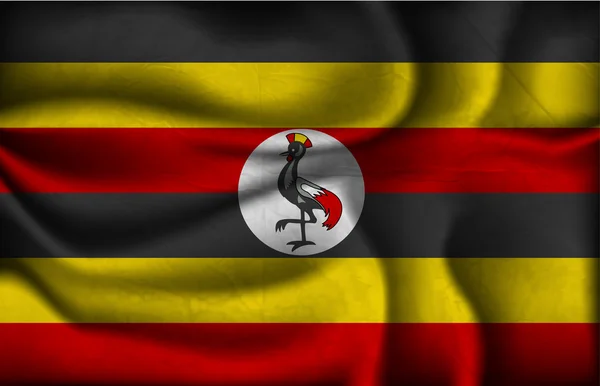 Crumpled bandeira de Uganda em um fundo claro — Vetor de Stock