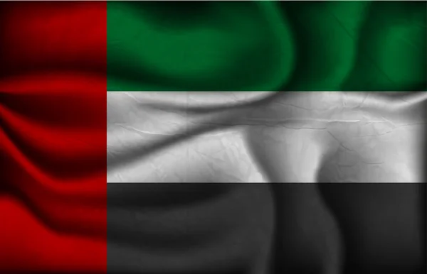 Skrynkliga flagga Förenade Arabemiraten på en ljus bakgrund — Stock vektor