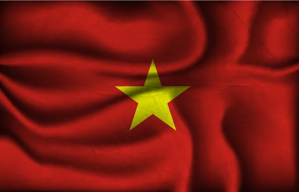 明るい背景にベトナムのしわくちゃの旗 — ストックベクタ
