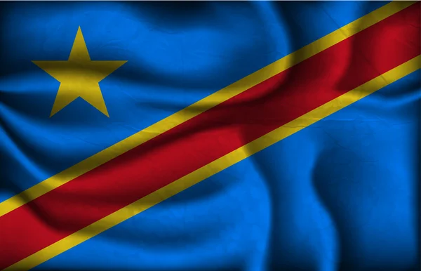 Zmačkaná vlajka Konga na světlém pozadí — Stockový vektor