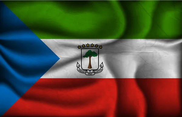 Ekvatorialguineas skrynkliga flagga på en lätt bakgrund — Stock vektor
