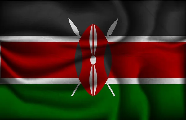Crumpled bandeira do Quênia em um fundo claro — Vetor de Stock