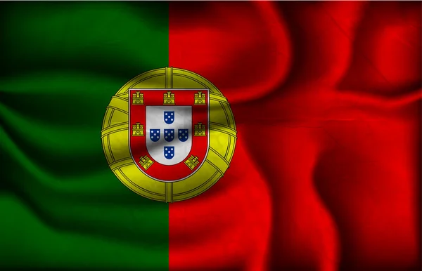 Skrynklig flagga i Portugal på en ljus bakgrund — Stock vektor