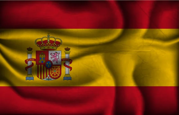 Zerknitterte Flagge Spaniens auf hellem Hintergrund — Stockvektor