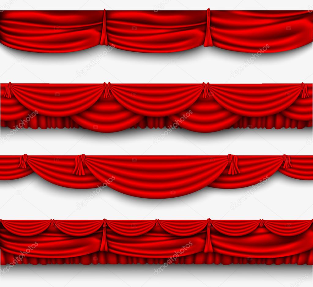 red silk set Pelmet and silk red curtains