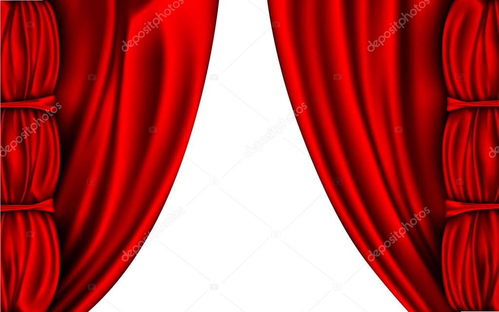 shiny red silk curtains with columns