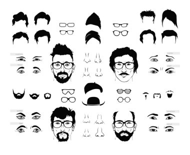 Beard, mustache and haircut clipart