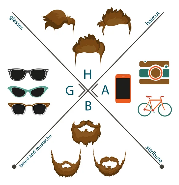 Barbe, moustache et coupe de cheveux — Image vectorielle