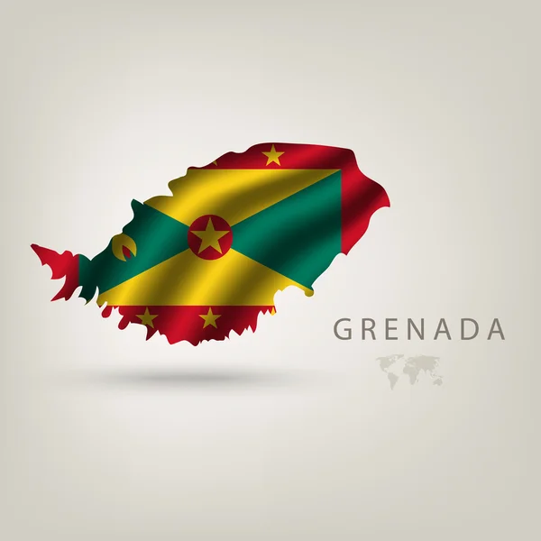 Flagga Grenada som ett land med en skugga — Stock vektor