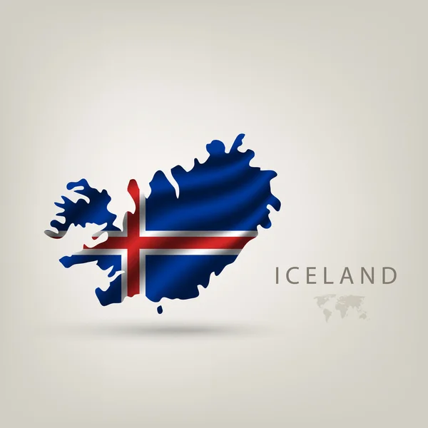 Bandera de ISLANDIA como país con sombra — Vector de stock