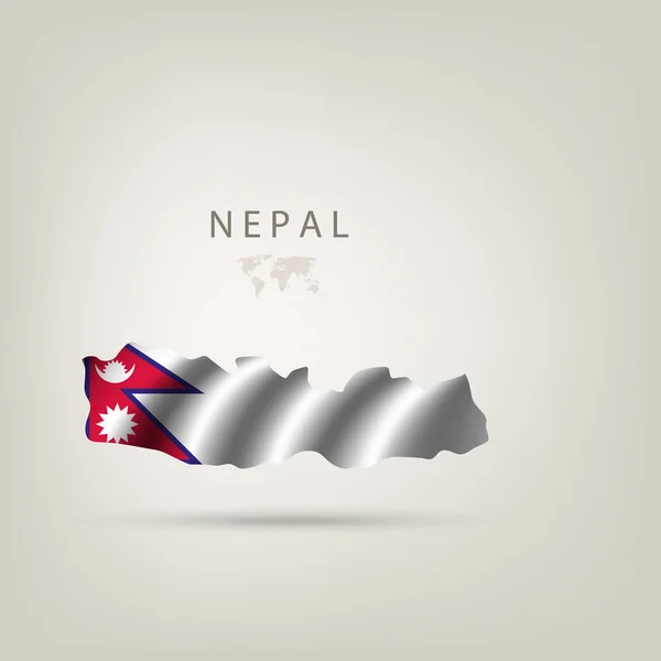 Flag of NEPAL as a country with a shadow — Stock Vector