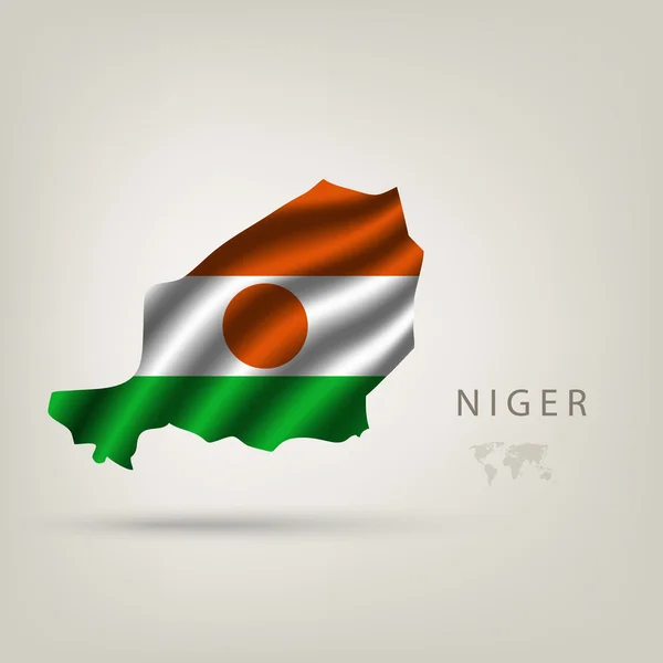 Флаг NIGER как страны с тенью — стоковый вектор