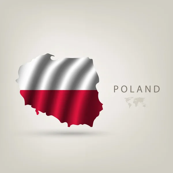 Bandera de POLONIA como país con sombra — Vector de stock