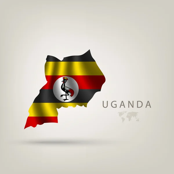 Flag of UGANDA as a country with a shadow — Stock Vector