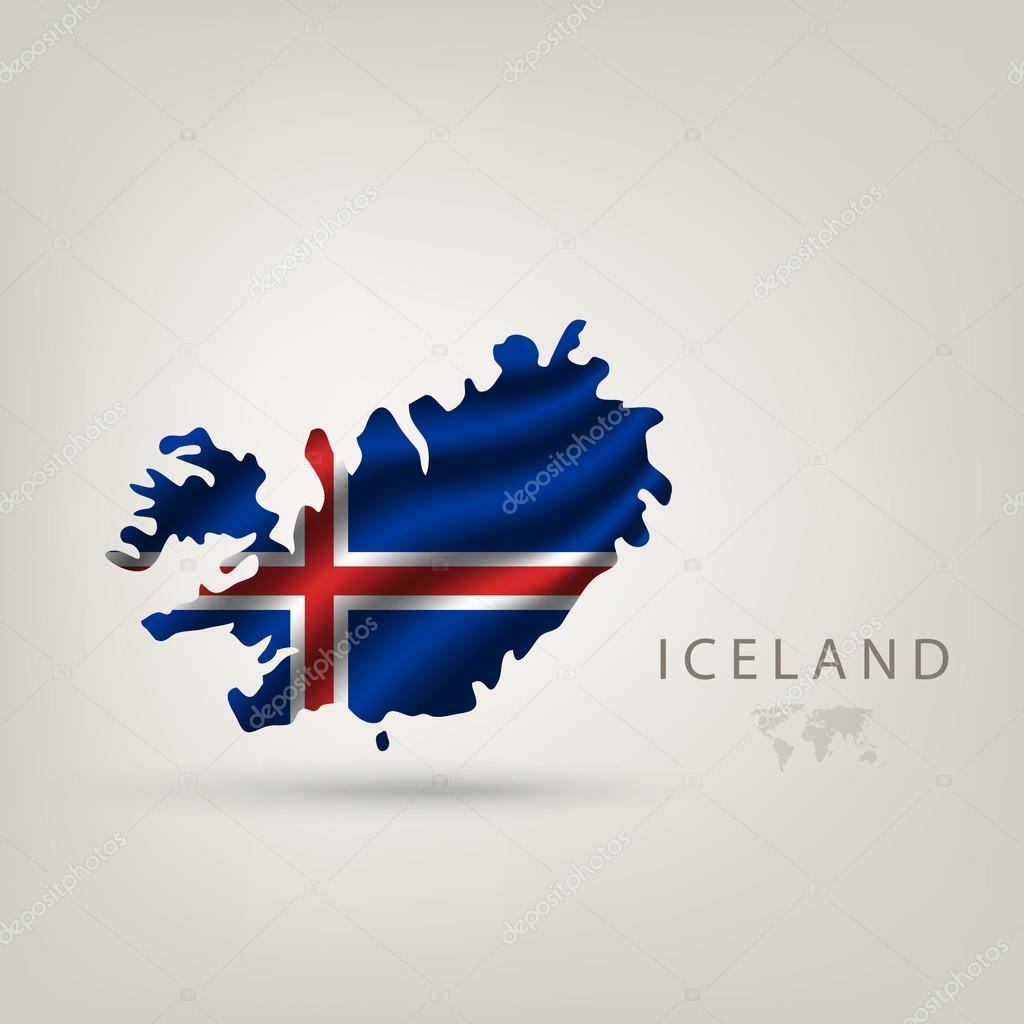 Flag of ICELAND as a country with a shadow