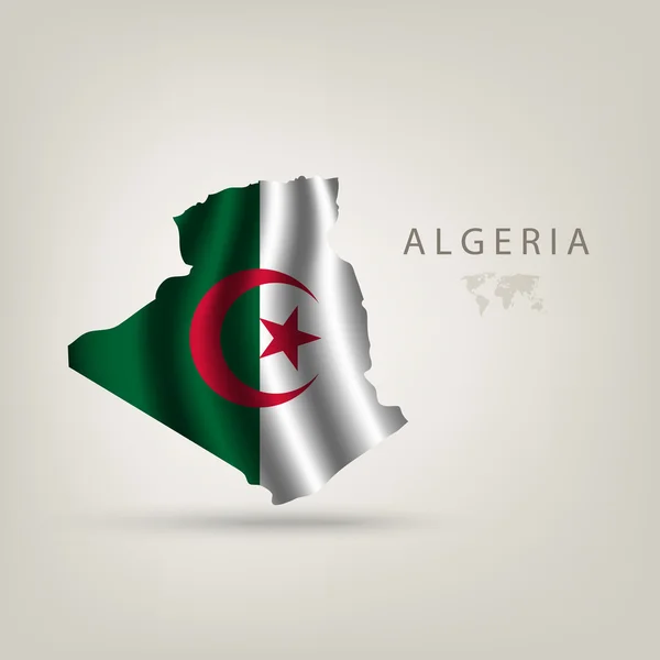 Bandeira da ALGÉRIA como país com sombra — Vetor de Stock