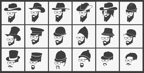 Hombre peinados y colección bigote — Vector de stock