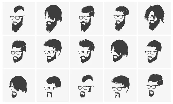 Man hair, mustache, beard set — Stock Vector