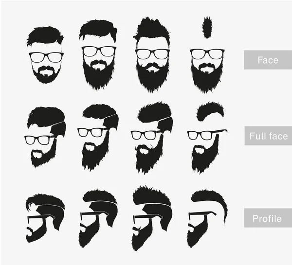 Hipster male face style set — Stock Vector