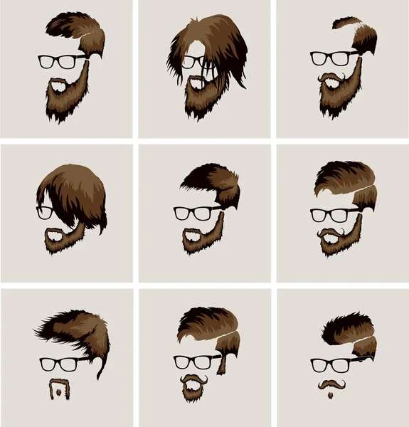 Male faces  style collection — Stock Vector