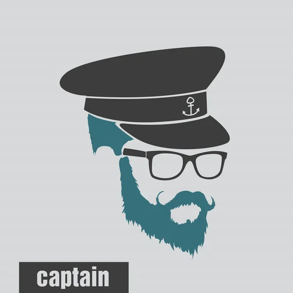 Ícone de estilo capitão Hipster — Vetor de Stock