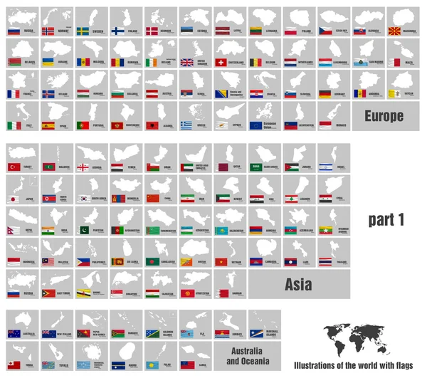 Világ ország zászlók ikonok beállítása — Stock Vector