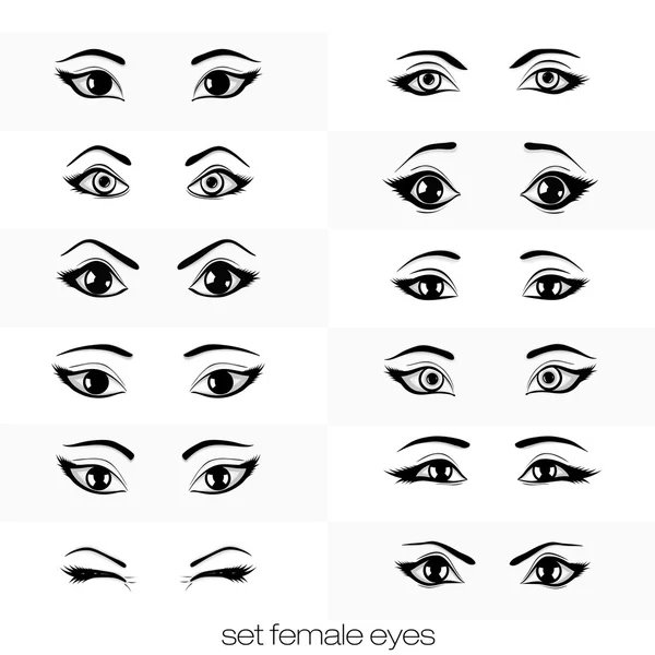 Conjunto de olhos femininos — Vetor de Stock