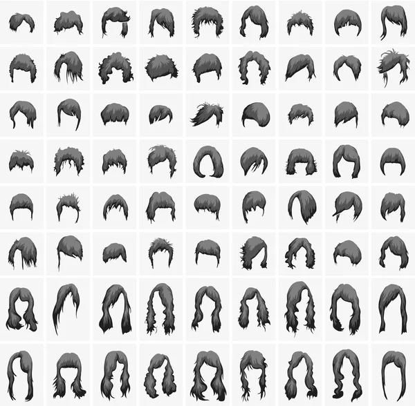 Women's hairstyles and haircuts set — Stock Vector