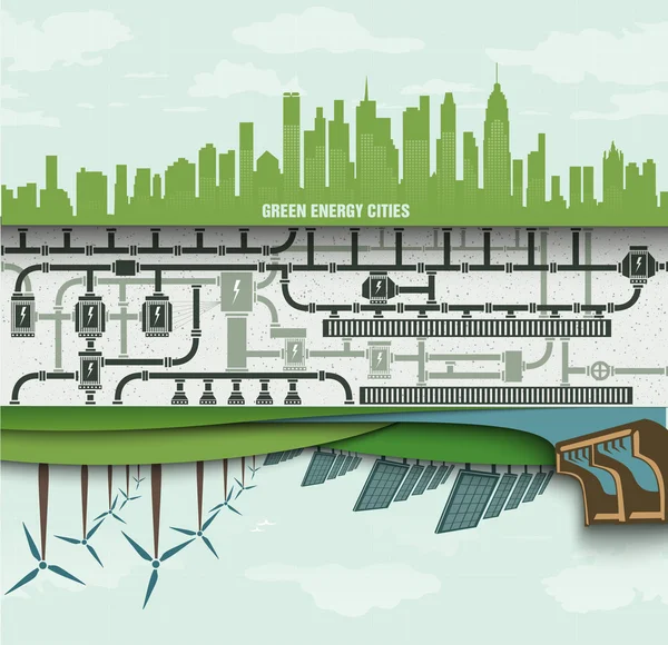 Renewable energy in  big city concept — Stock Vector